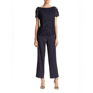 Tory Burch Navy Blue Lace Crochet Overlay Avalon Jumpsuit